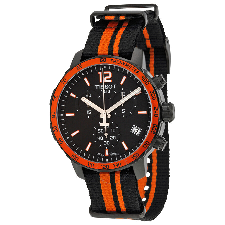 Tissot Quickster Chronograph Black Dial Black and Orange Synthetic Nylon Men's Sports Watch T0954173705700 - Dawson Watches