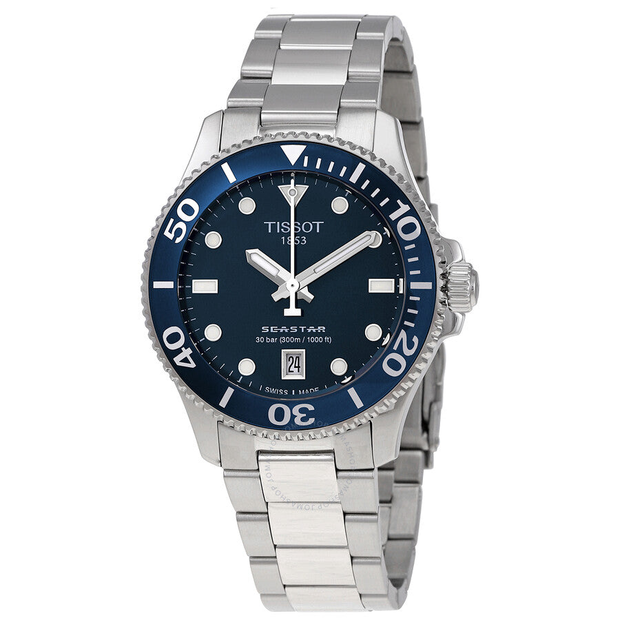Tissot Seastar 1000 Quartz Blue Dial Ladies Watch T1202101104100 - Dawson Watches