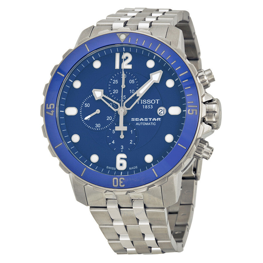 Tissot Seastar Chronograph Automatic Blue Dial Stainless Steel Men's Watch T0664271104702 - Dawson Watches