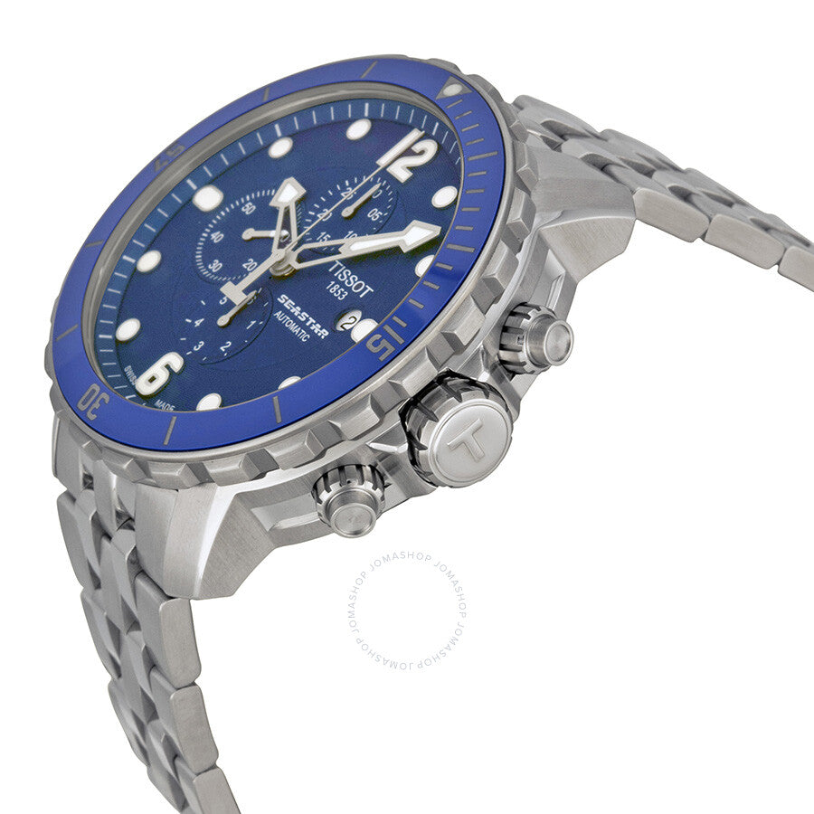 Tissot Seastar Chronograph Automatic Blue Dial Stainless Steel Men's Watch T0664271104702 - Dawson Watches #2
