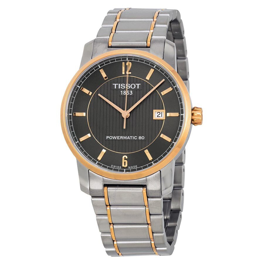 Tissot T-Classic Two-Tone Titanium Automatic Black Dial Men's Watch T0874075506700 - Dawson Watches