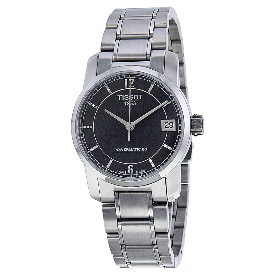Tissot T-Classic Automatic Black Dial Titanium Ladies Watch T0872074405700 - Dawson Watches