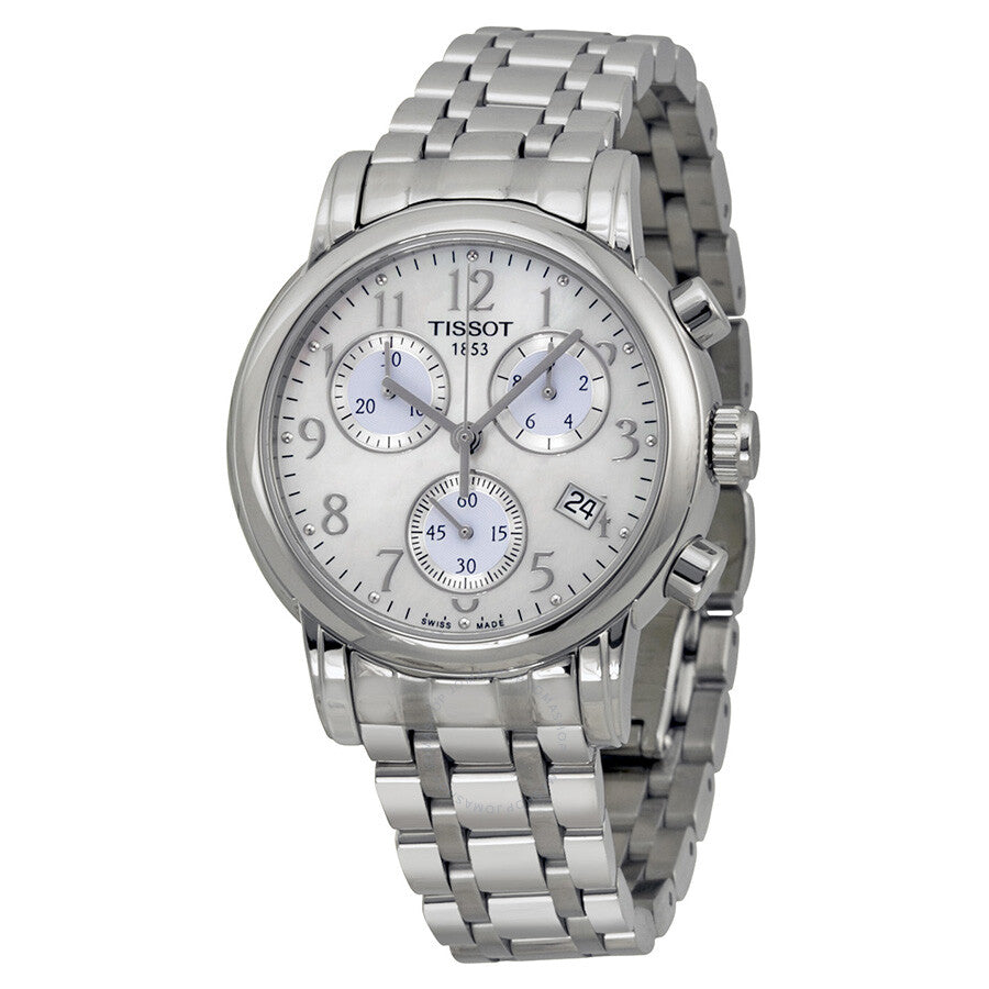 Tissot T Classic Chronograph Mother of Pearl Dial Steel Ladies Watch T0502171111200 - Dawson Watches