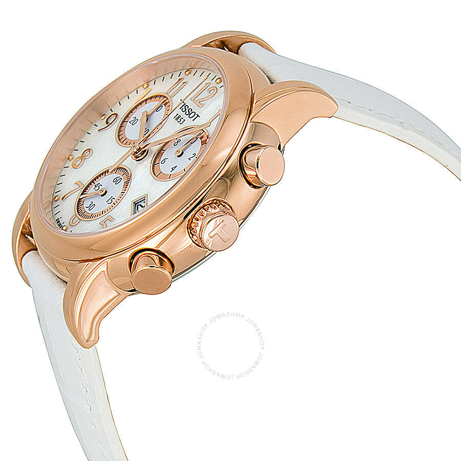Tissot T-Classic Dressport Chronograph Mother of Pearl Dial White Leather Ladies Watch T050.217.36.112.00 - Dawson Watches #2