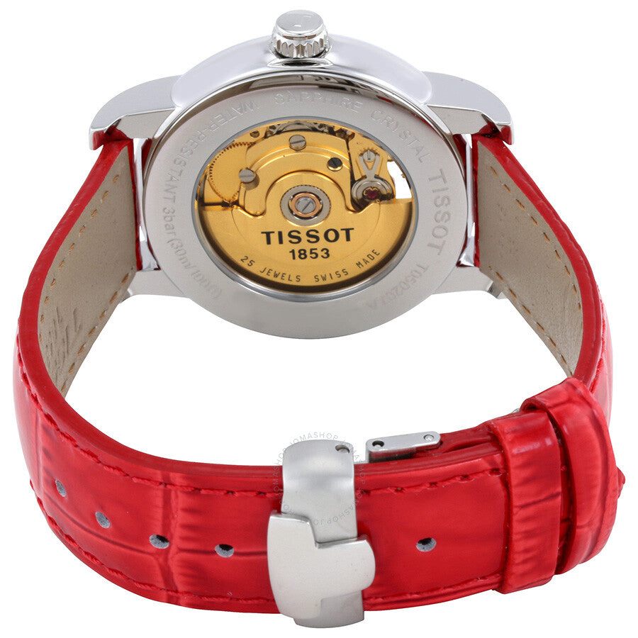 Tissot T-Classic White Mother Of Pearl Dial Red Leather Ladies Heart Watch T050.207.16.116.02 - Dawson Watches #3