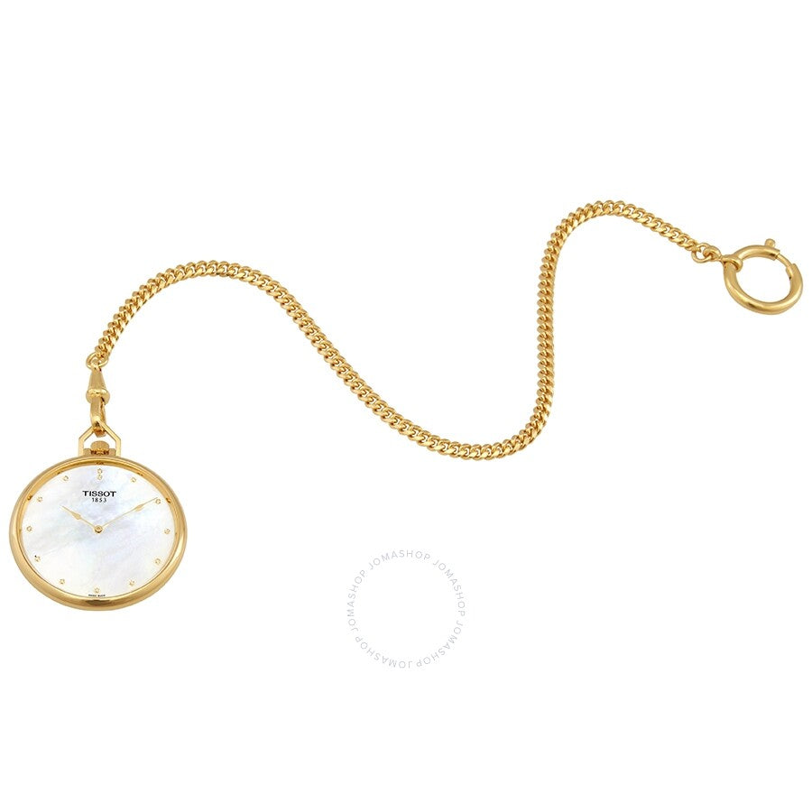 Tissot T-Pocket Lepine Quartz Mother of Pearl Diamond Dial Unisex Pocket Watch T82.4.502.76 - Dawson Watches