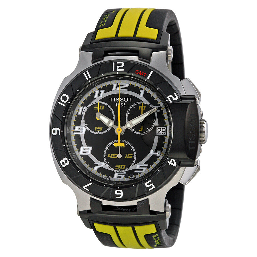 Tissot T-Race Chronograph Black Dial Black and Yellow Rubber Men's Watch T0484172705713 - Dawson Watches