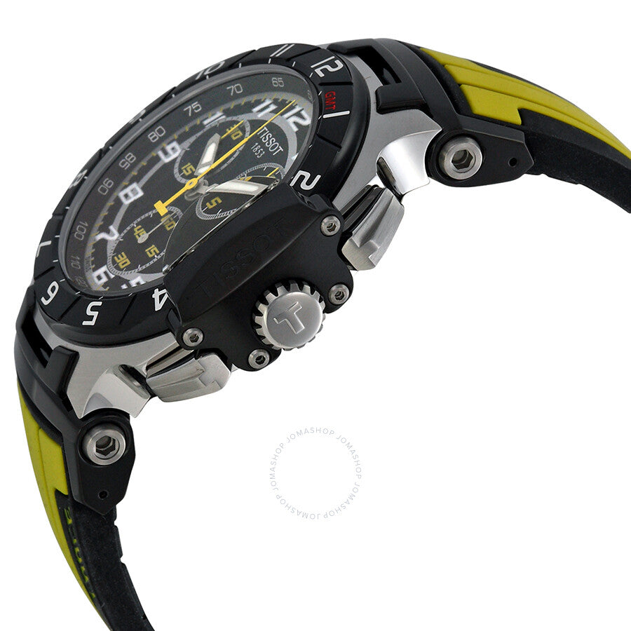 Tissot T-Race Chronograph Black Dial Black and Yellow Rubber Men's Watch T0484172705713 - Dawson Watches #2