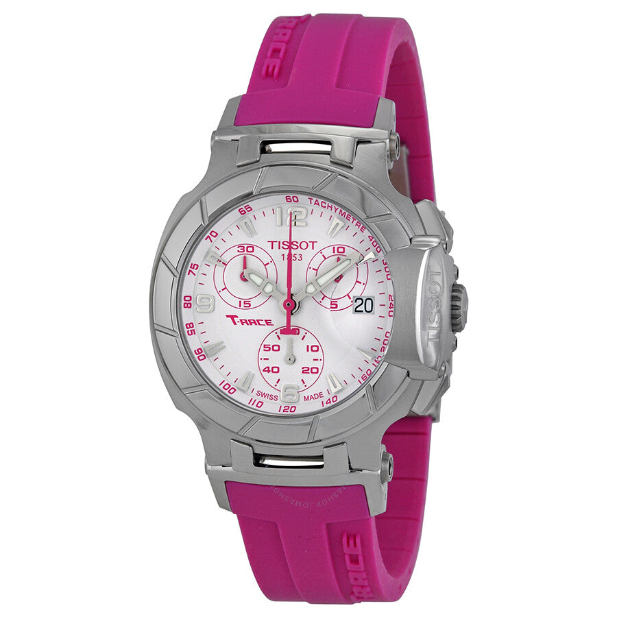 Tissot T-Race White Dial Pink Rubber Ladies Watch T0482171701701 - Dawson Watches