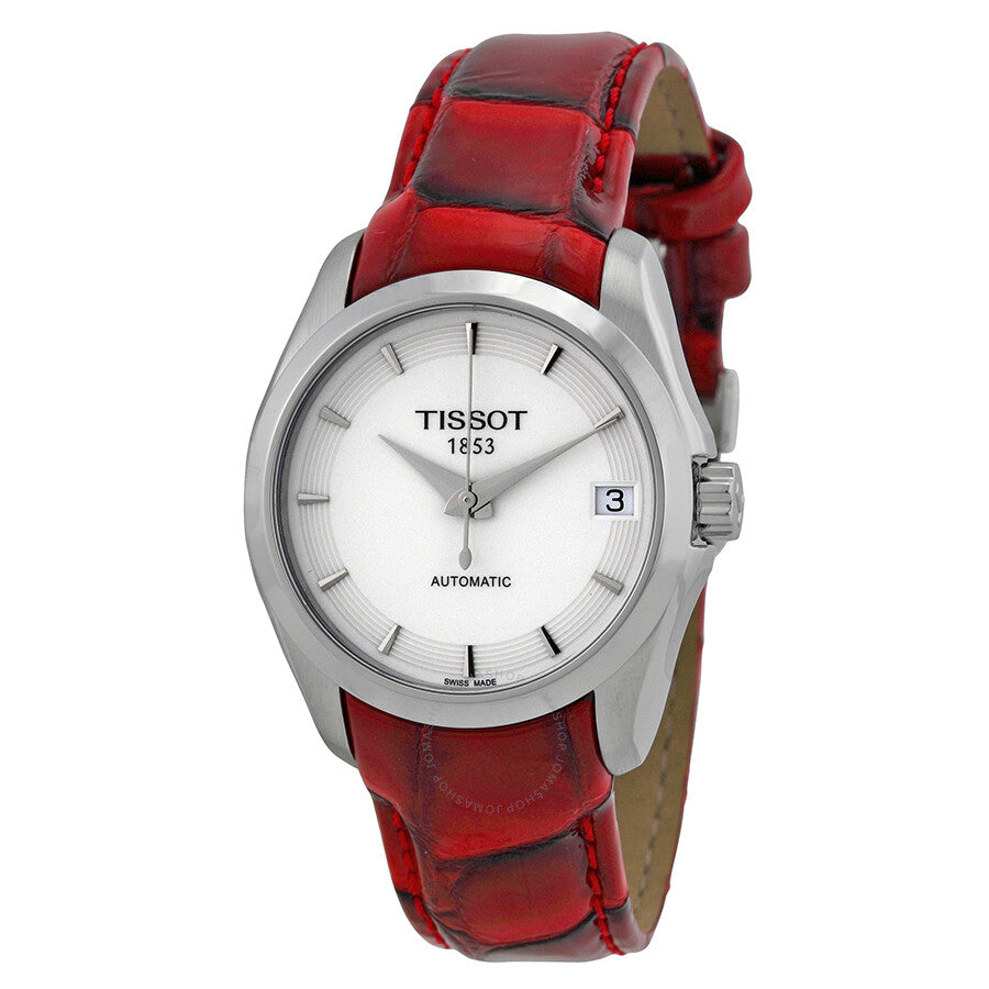Tissot Couturier White Dial Red Leather Ladies Watch T035.207.16.011.01 - Dawson Watches