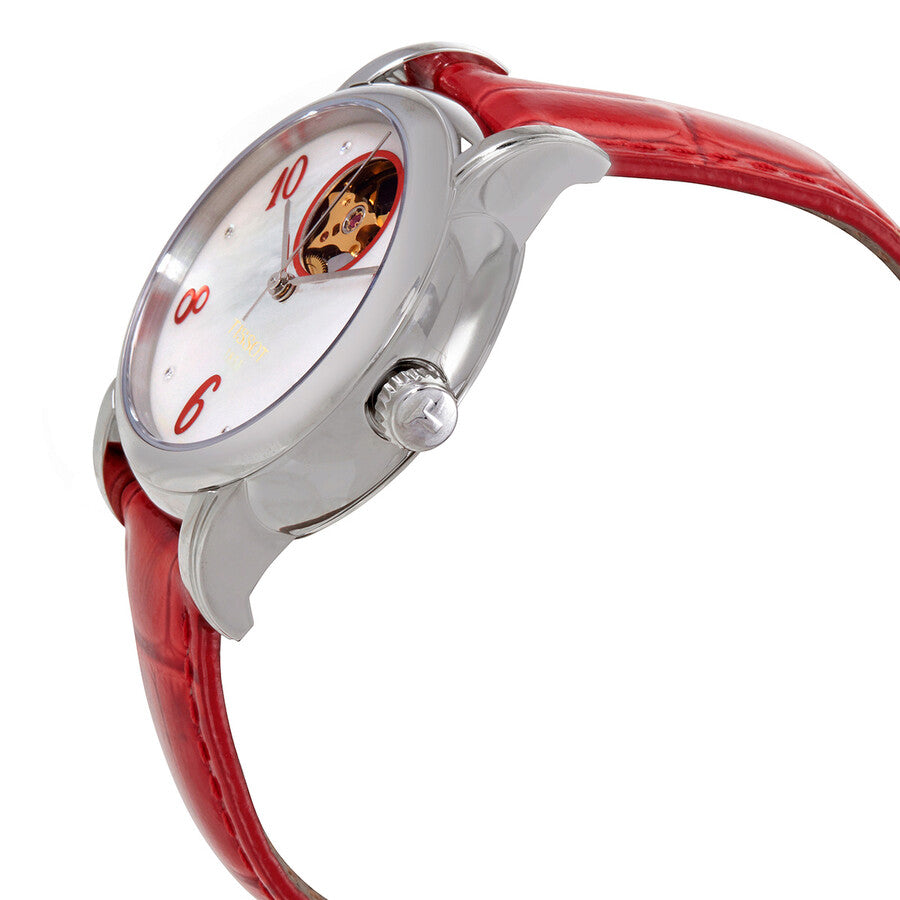 Tissot T-Classic Automatic Mother of Pearl Dial Red Leather Ladies Watch T050.207.16.116.03 - Dawson Watches #2