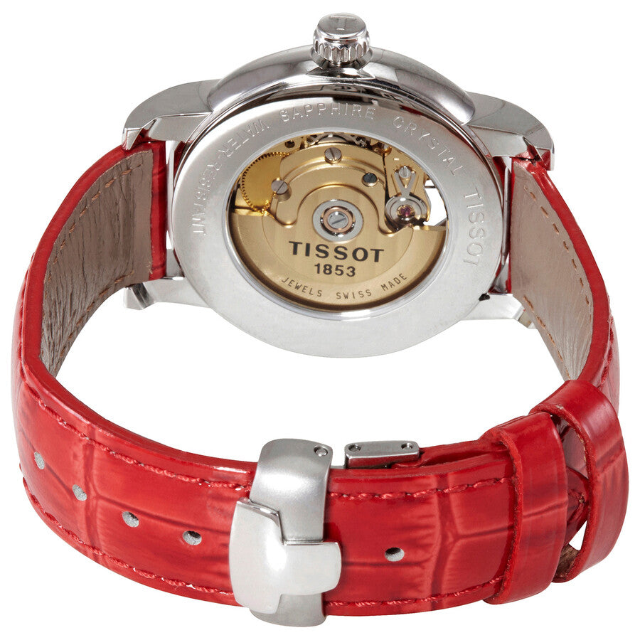Tissot T-Classic Automatic Mother of Pearl Dial Red Leather Ladies Watch T050.207.16.116.03 - Dawson Watches #3