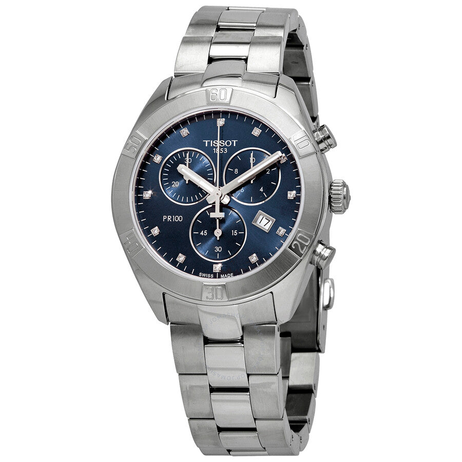Tissot T-Classic Chronograph Diamond Blue Dial Ladies Watch T101.917.11.046.00 - Dawson Watches