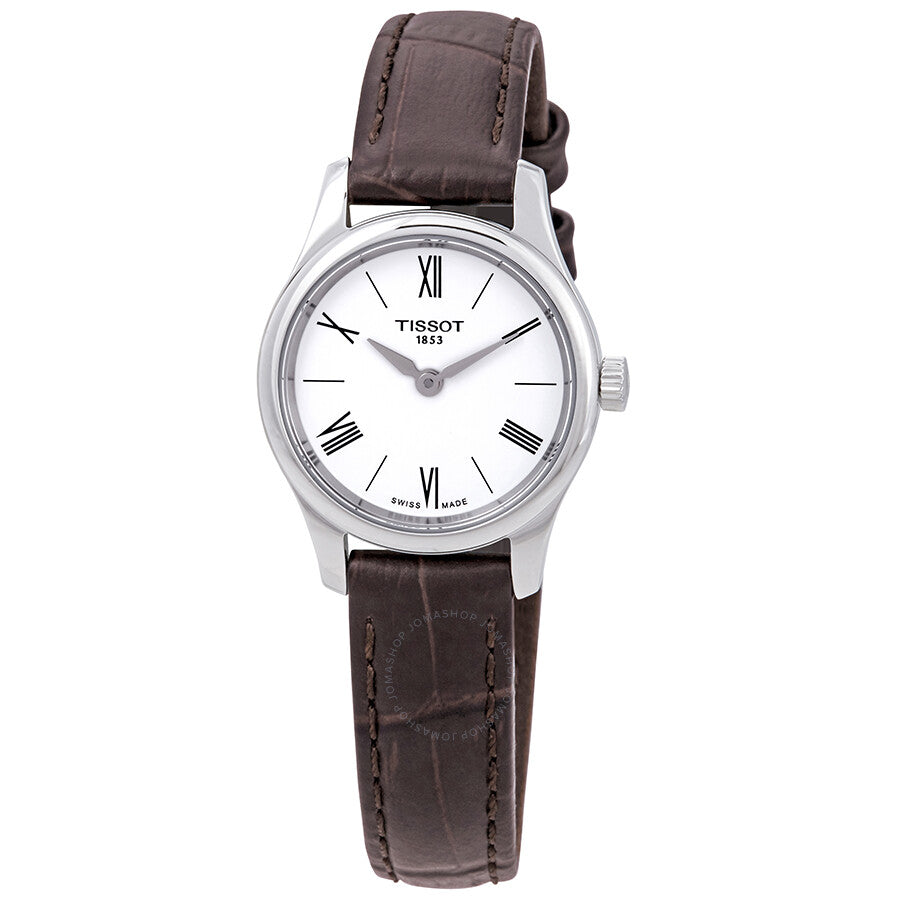 Tissot Tradition 5.5 White Dial Brown Leather Ladies Watch T063.009.16.018.00 - Dawson Watches