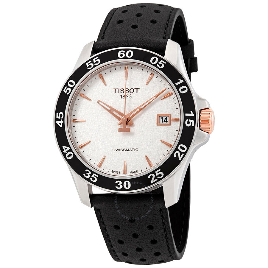 Tissot V8 Automatic Silver Dial Black Leather Men's Watch T1064072603100 - Dawson Watches