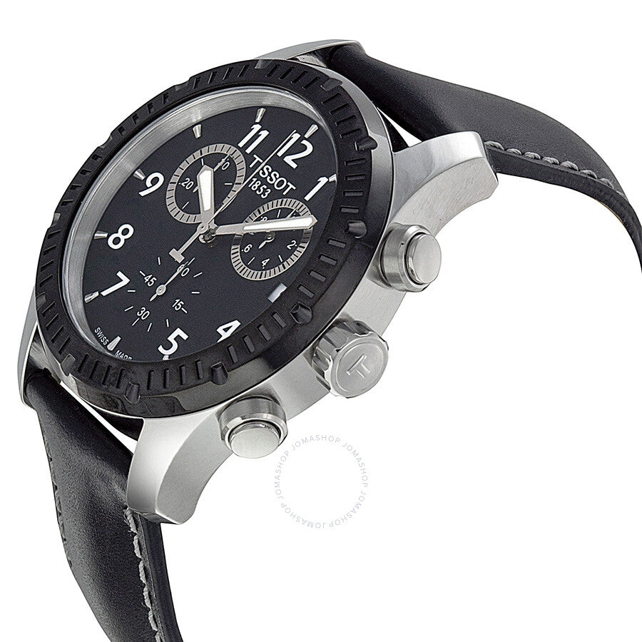 Tissot V8 Chronograph Black Dial Black Leather Men's Watch T0394172605700 - Dawson Watches #2