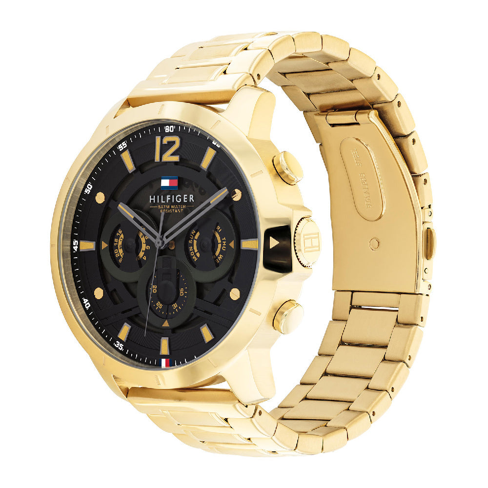 Tommy Hilfiger Gold Steel Black Dial Men's Watch 1710511 - Kiwi Watches #2