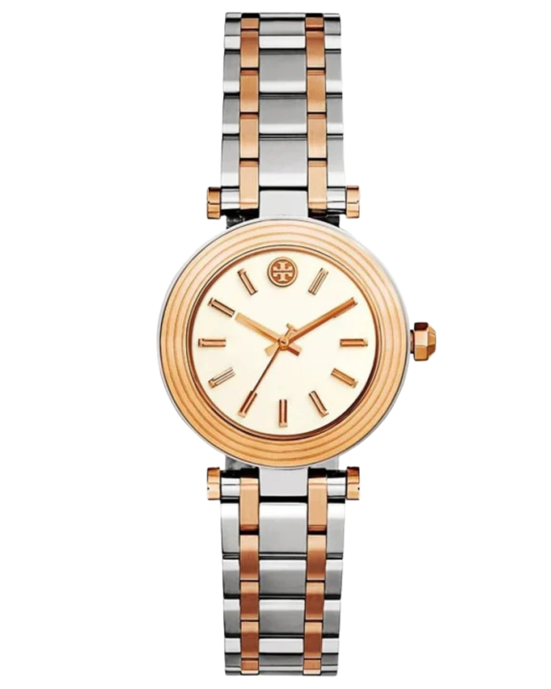 Tory Burch Classic T Watch Two Tone Rose Gold Silver Women's Watch TBW9011