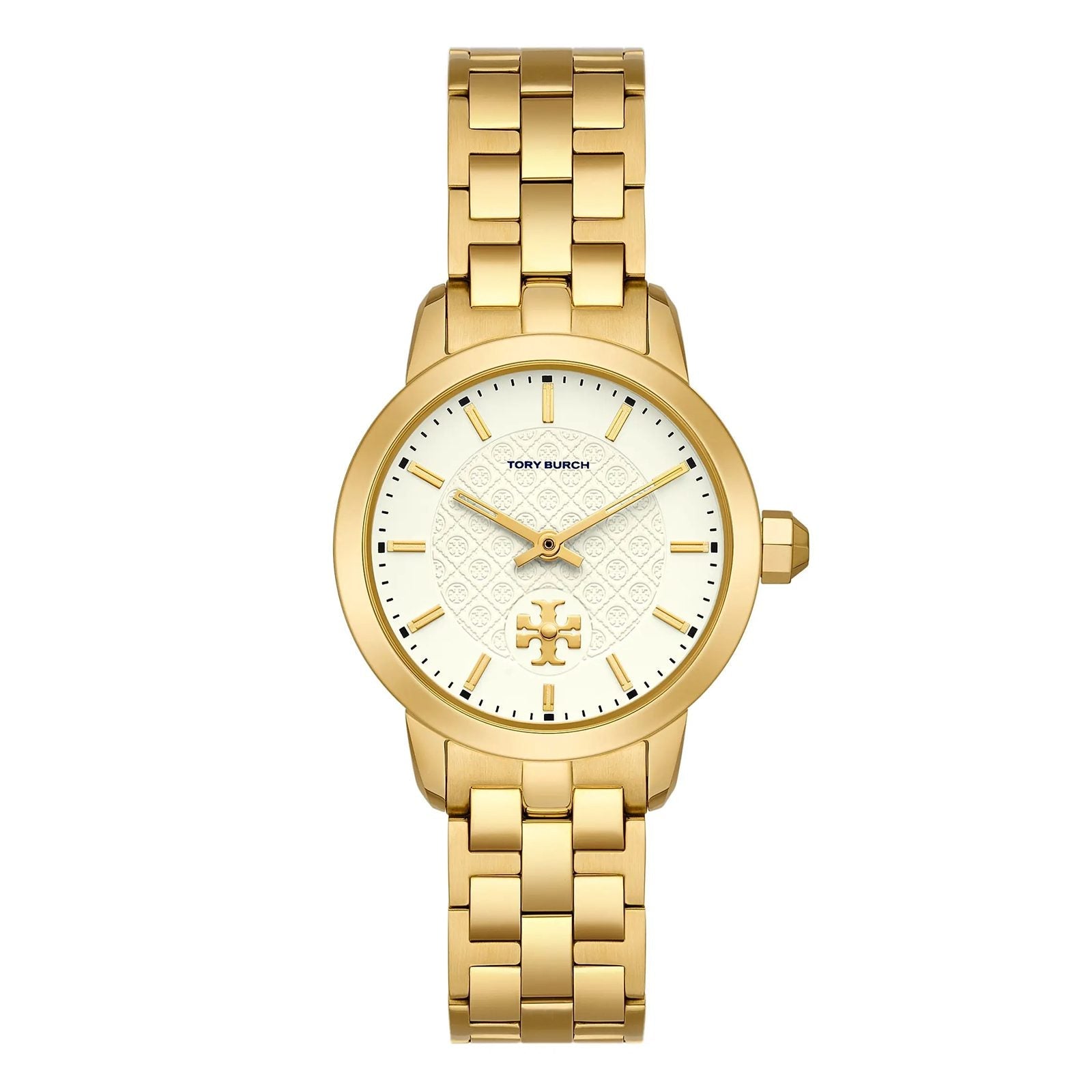 Tory Burch Beige Pattern Dial Gold Stainless Steel Strap TBW1053