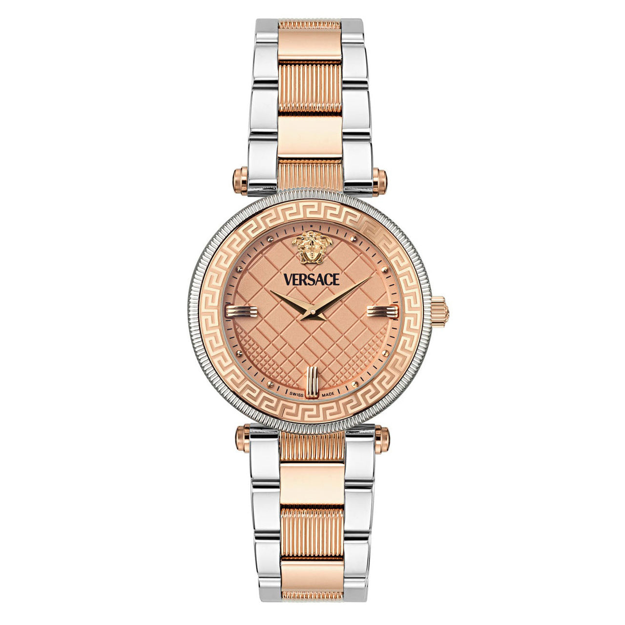 Versace Reve rose gold dial women's watch with two-tone stainless steel bracelet