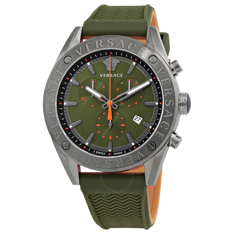 Versace V-Chrono Quartz Green Dial Men's Watch VEHB00319 - Dawson Watches