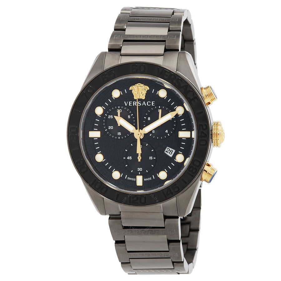 Versace Greca Dome Chronograph Quartz Black Dial Men's Watch VE6K00623 - Dawson Watches
