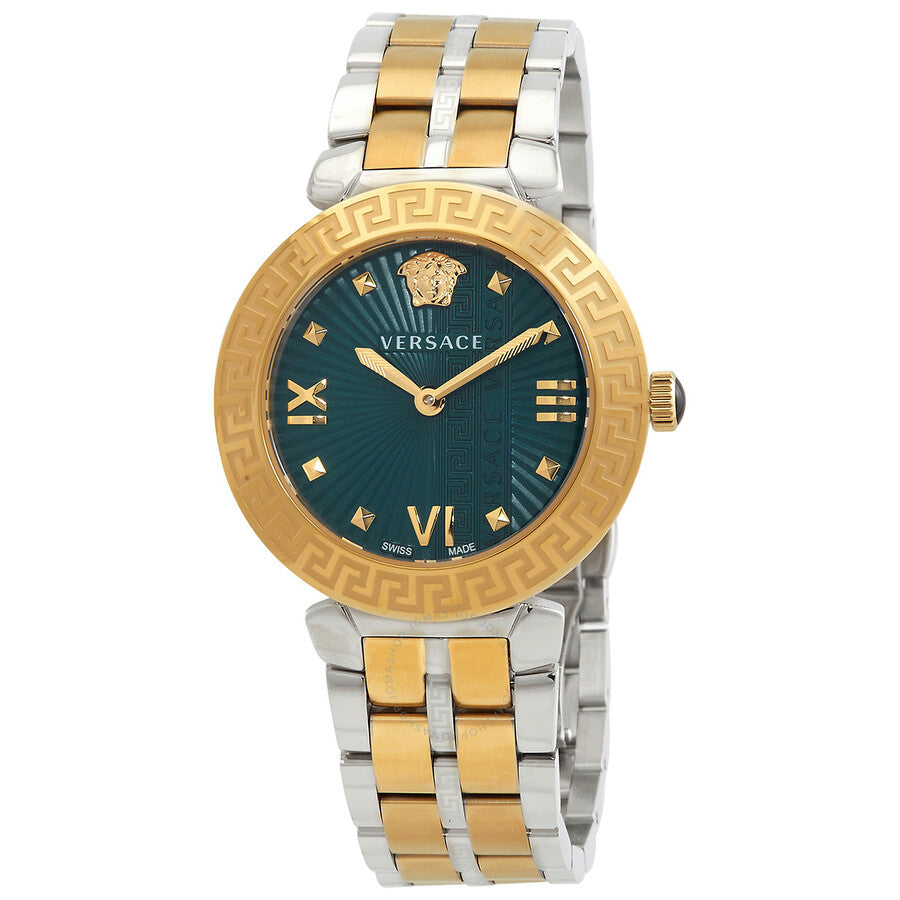 Versace Greca Icon Quartz Green Dial Two-Tone Ladies Watch VEZ600321 - Dawson Watches