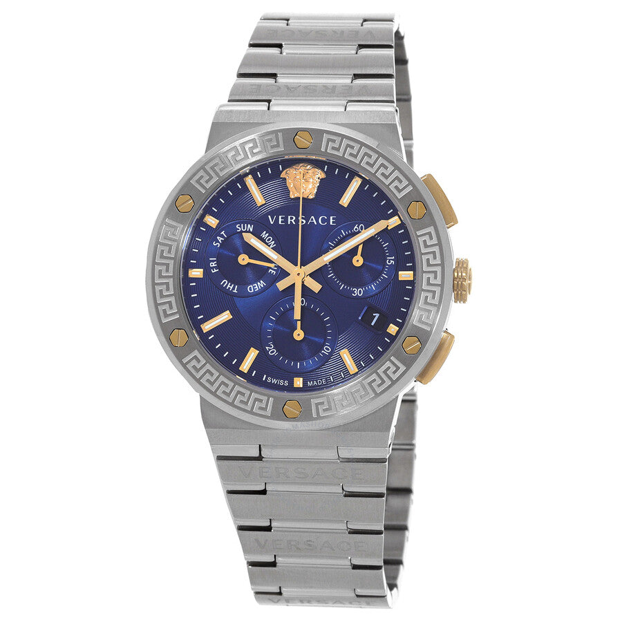 Versace Greca Logo Chronograph Quartz Blue Dial Men's Watch VEZ900221 - Dawson Watches