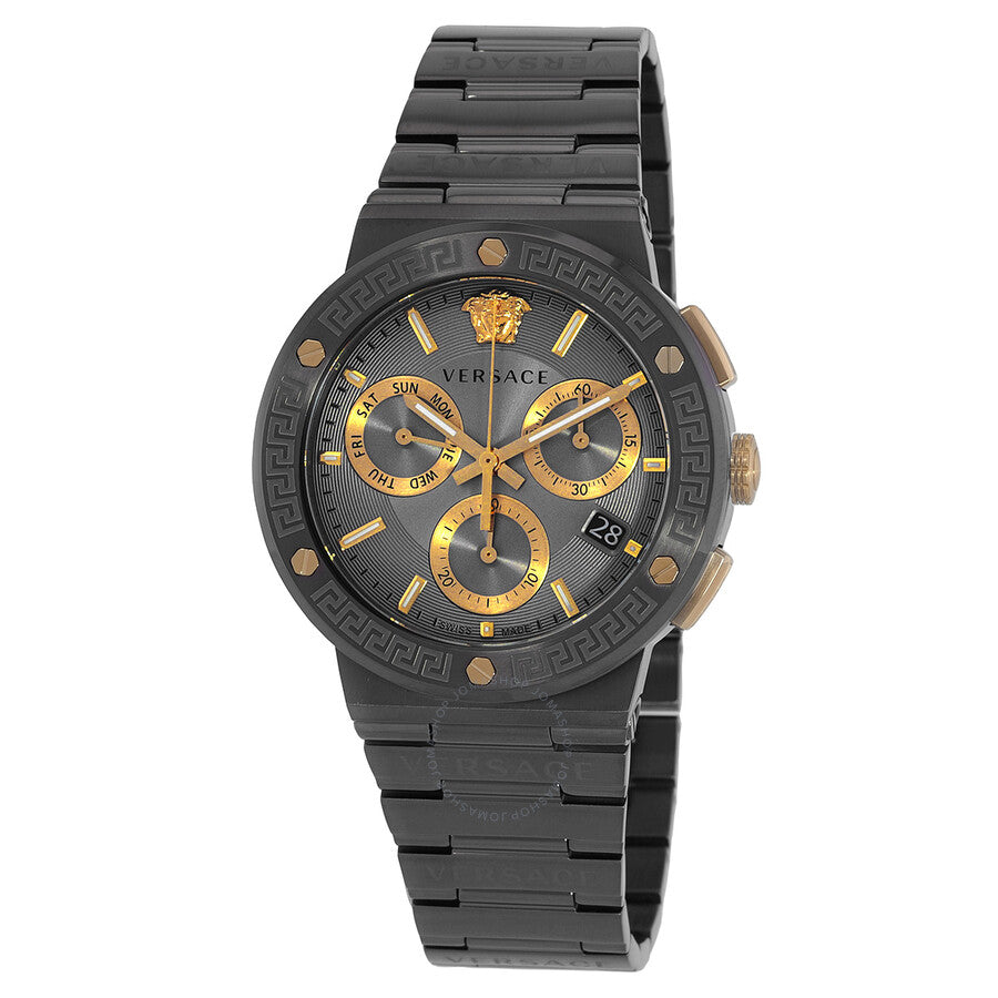 Versace Greca Logo Chronograph Quartz Grey Dial Men's Watch VEZ900521 - Dawson Watches