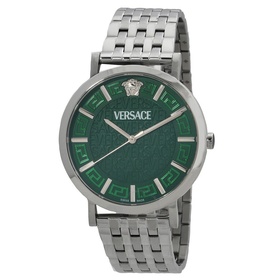 Versace Greca Slim Quartz Green Dial Watch VE8Q00324 - Dawson Watches