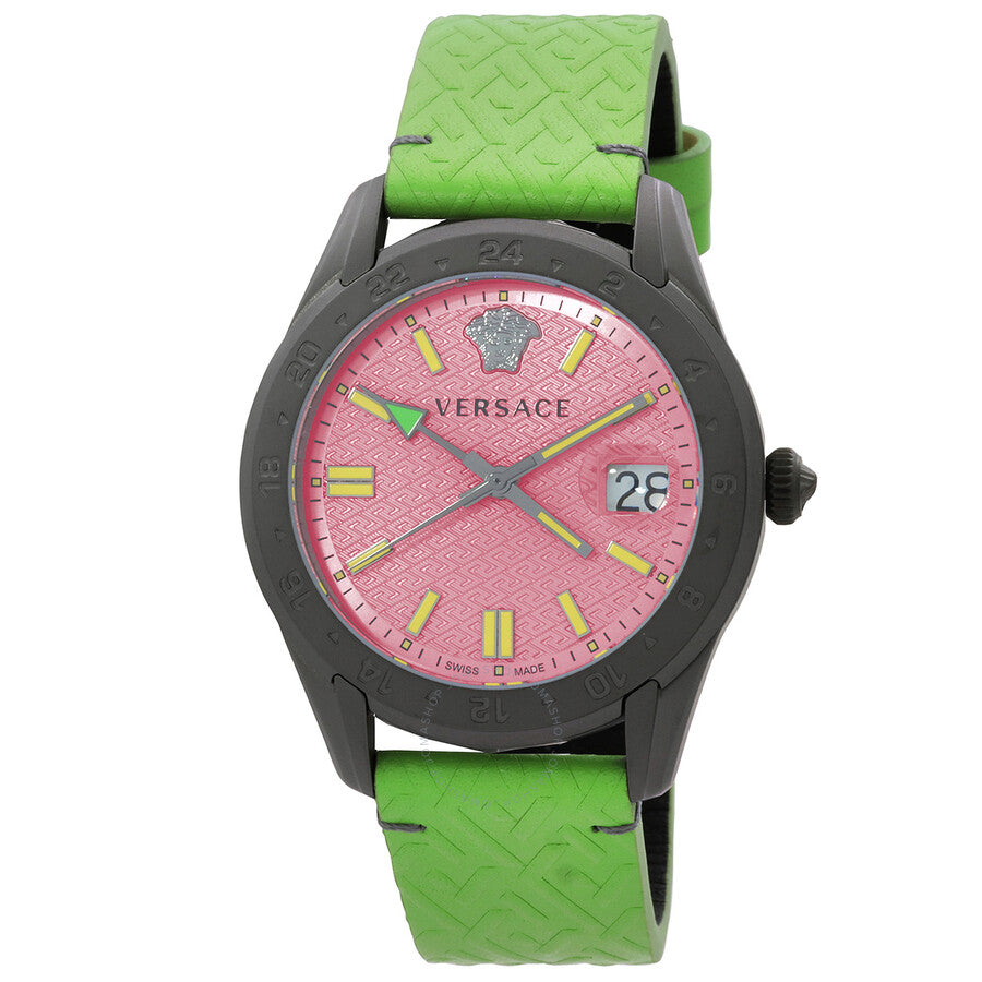 Versace Greca Time GMT Quartz Pink Dial Men's Watch VE7C00323 - Dawson Watches