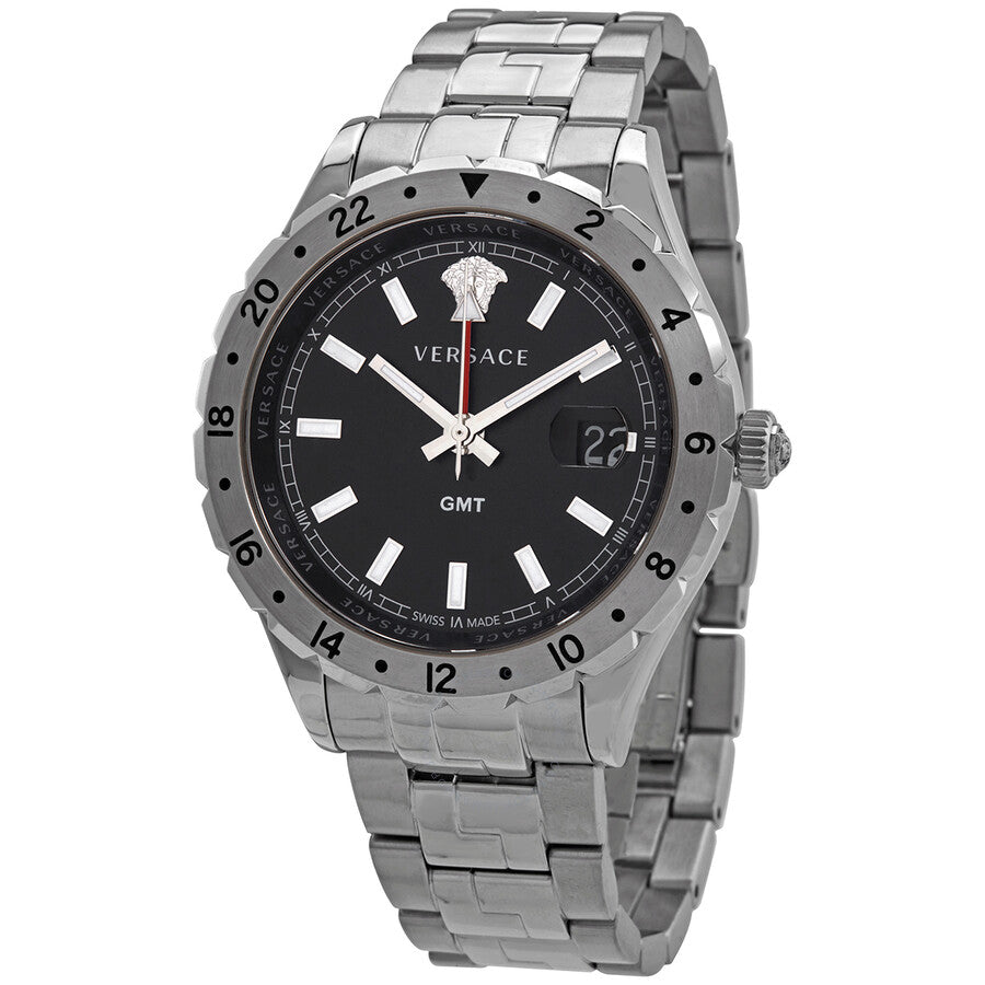 Versace Hellenyium GMT Black Dial Men's Watch V1102 0015 - Dawson Watches