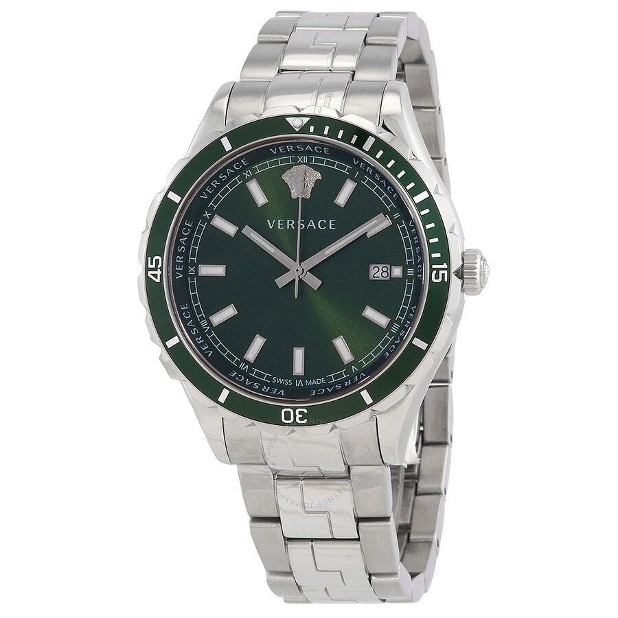 Versace Hellenyium Quartz Green Dial Men's Watch VE3A01022 - Dawson Watches