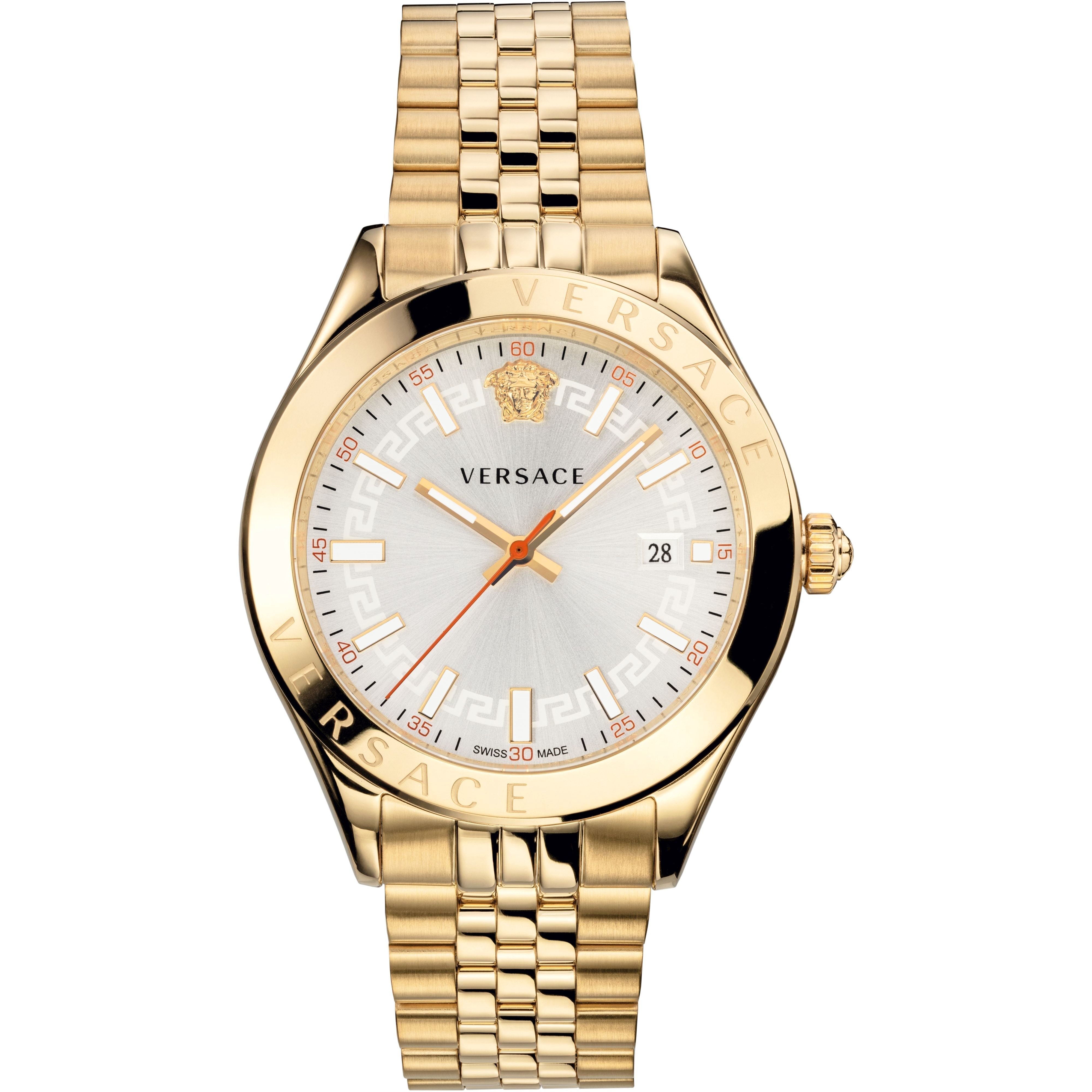 Versace Hellenyium Silver Dial All gold Swiss Movt Date Watch - VEVK00720