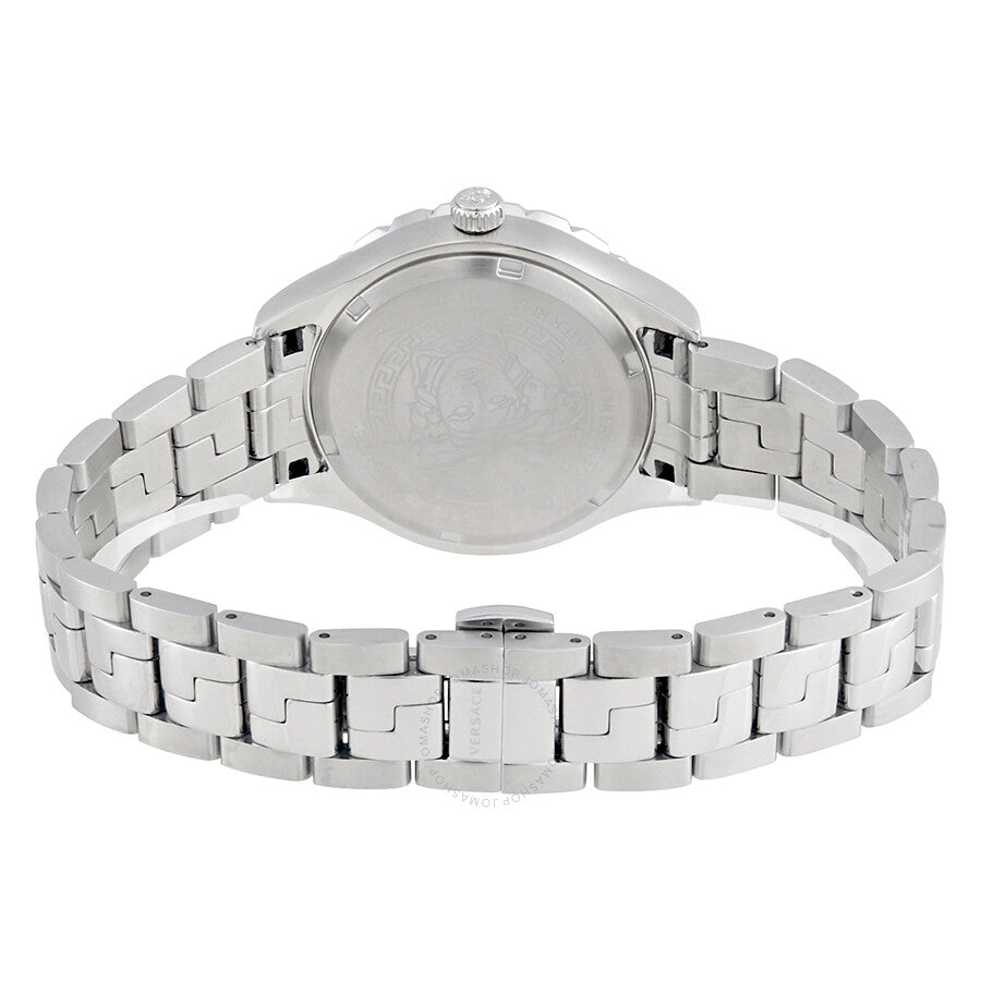 Versace Hellenyium watch caseback view showing stainless steel case