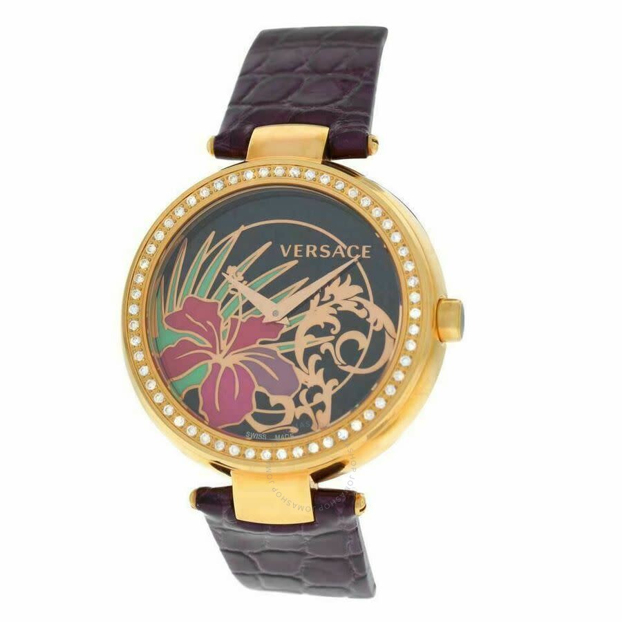Versace Mystique Hibiscus Quartz Diamond Black Dial Ladies Watch I9Q81D9HI S702 - Dawson Watches