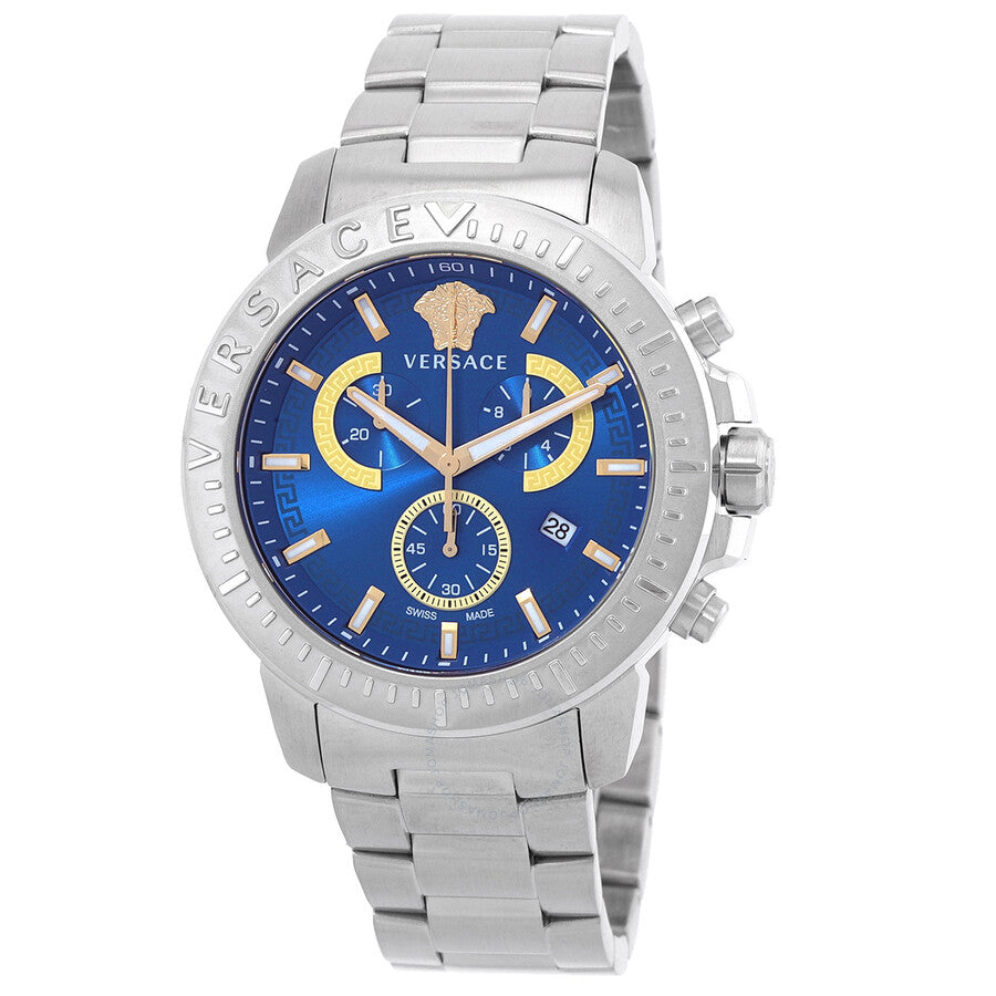 Versace New Chrono Chronograph Quartz Blue Dial Men's Watch VE2E00721 - Dawson Watches
