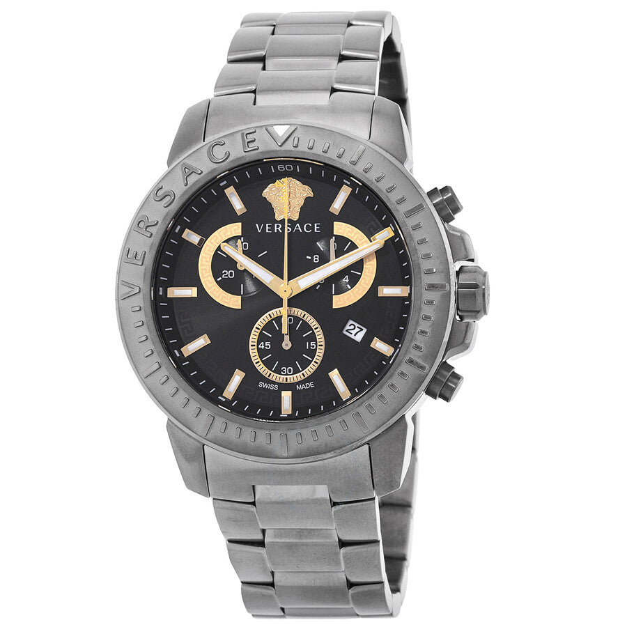 Versace New Chrono Quartz Black Dial Men's Watch VE2E00621 - Dawson Watches