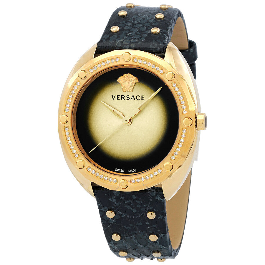 Versace Shadov Quartz Gold Dial Ladies Watch VEBM01118 - Dawson Watches