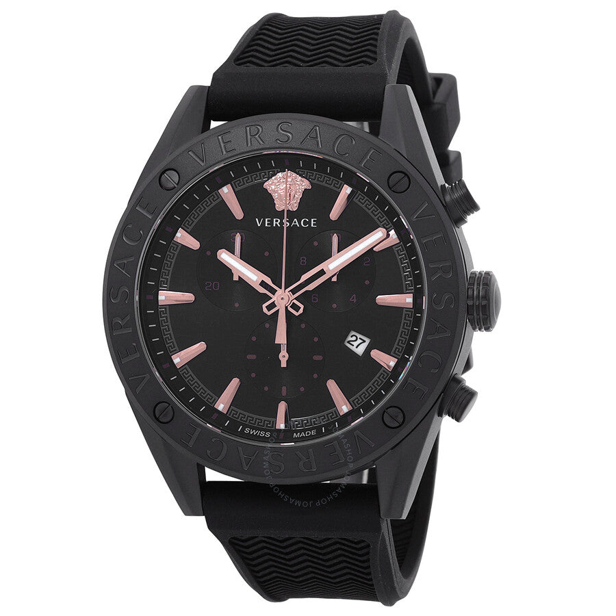 Versace V-Chrono Quartz Black Dial Men's Watch VEHB00419 - Dawson Watches