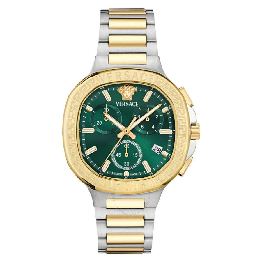 Versace V-Chrono Square Chronograph Quartz Green Dial Watch VEVCA0624 - Dawson Watches