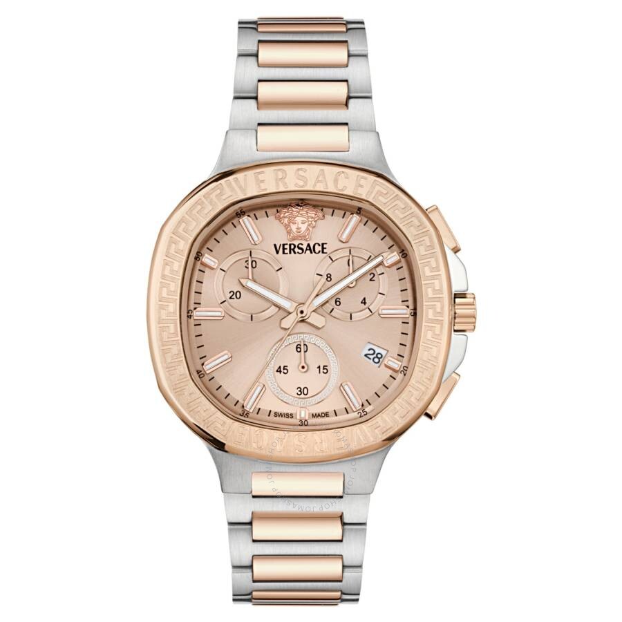 Versace V-Chrono Square Chronograph Quartz Rose Gold Dial Watch VEVCA0524 - Dawson Watches