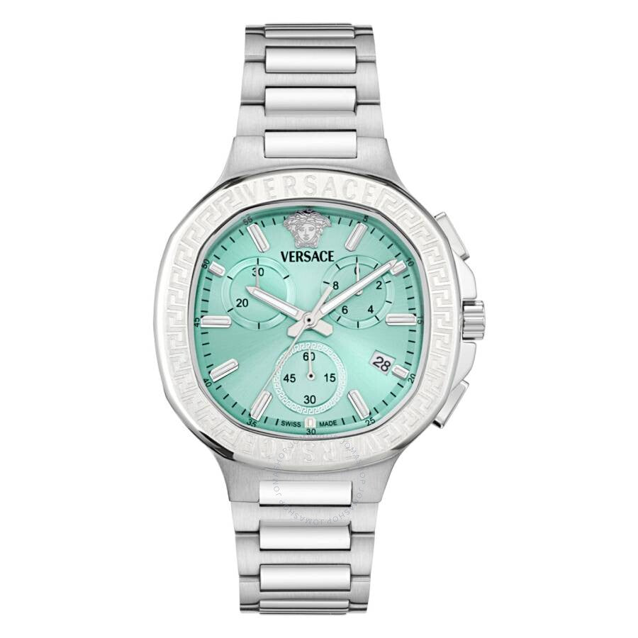 Versace V-Chrono Square Chronograph Quartz Turquoise Dial Watch VEVCA0324 - Dawson Watches
