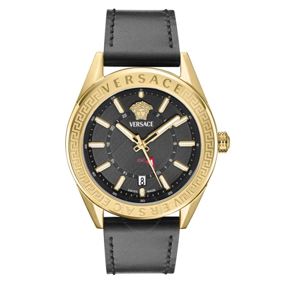 Versace V-Code GMT Quartz Black Dial Men's Watch VEAFA0224 - Dawson Watches