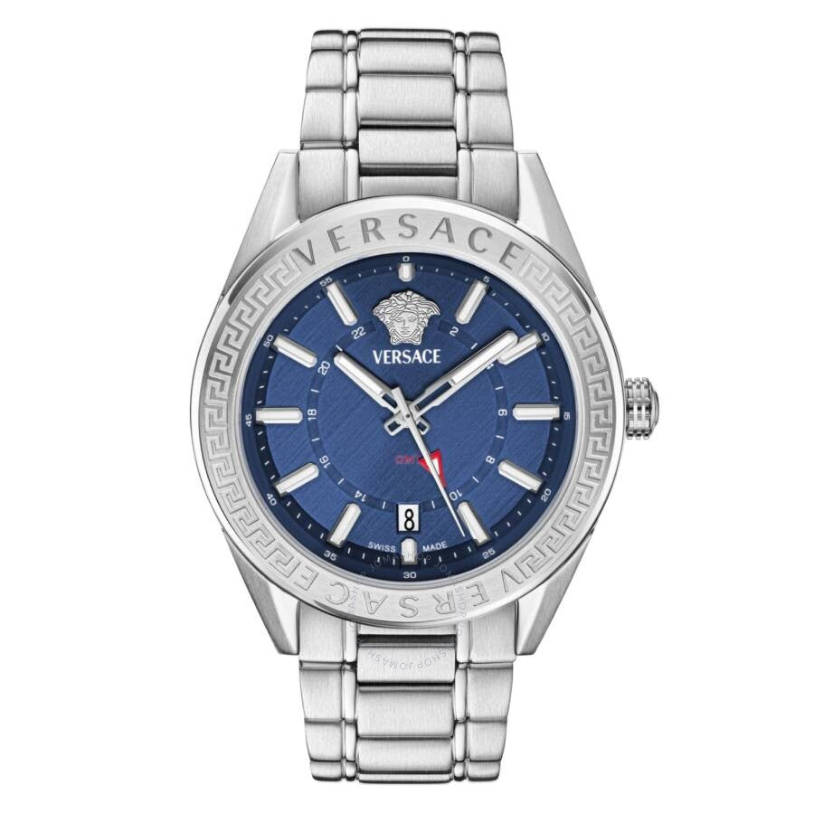 Versace V-Code GMT Quartz Blue Dial Men's Watch VEAFA0424 - Dawson Watches