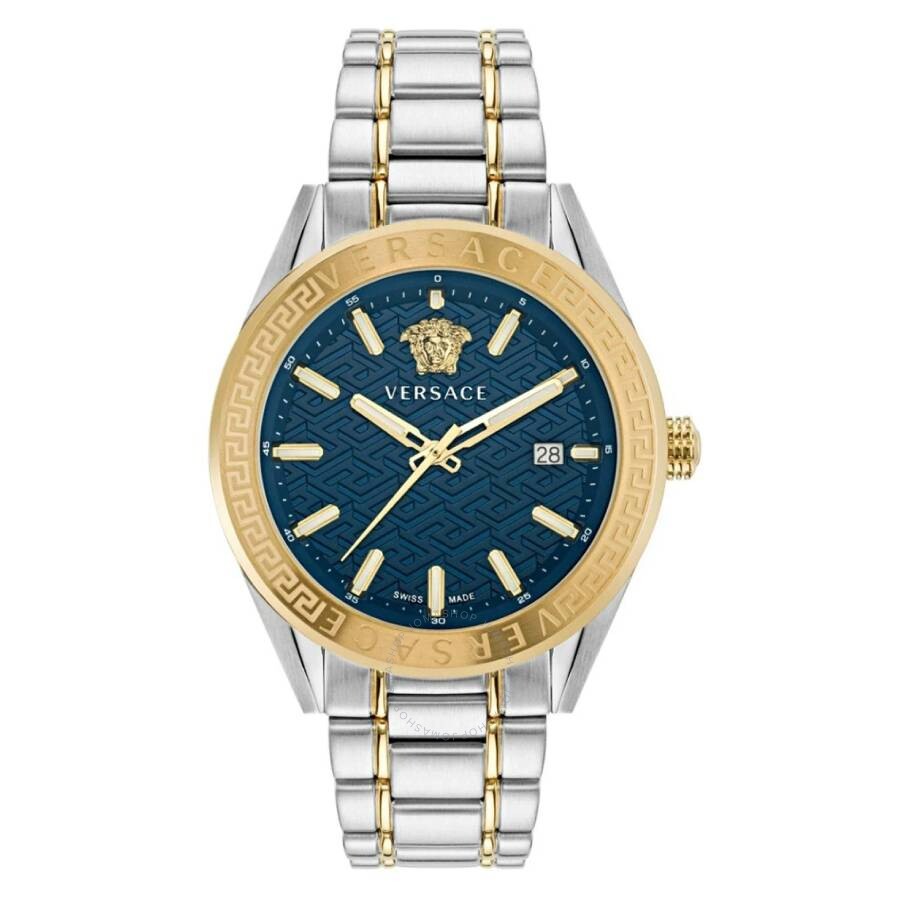 Versace V-Code Quartz Blue Dial Men's Watch VE6A00523 - Dawson Watches