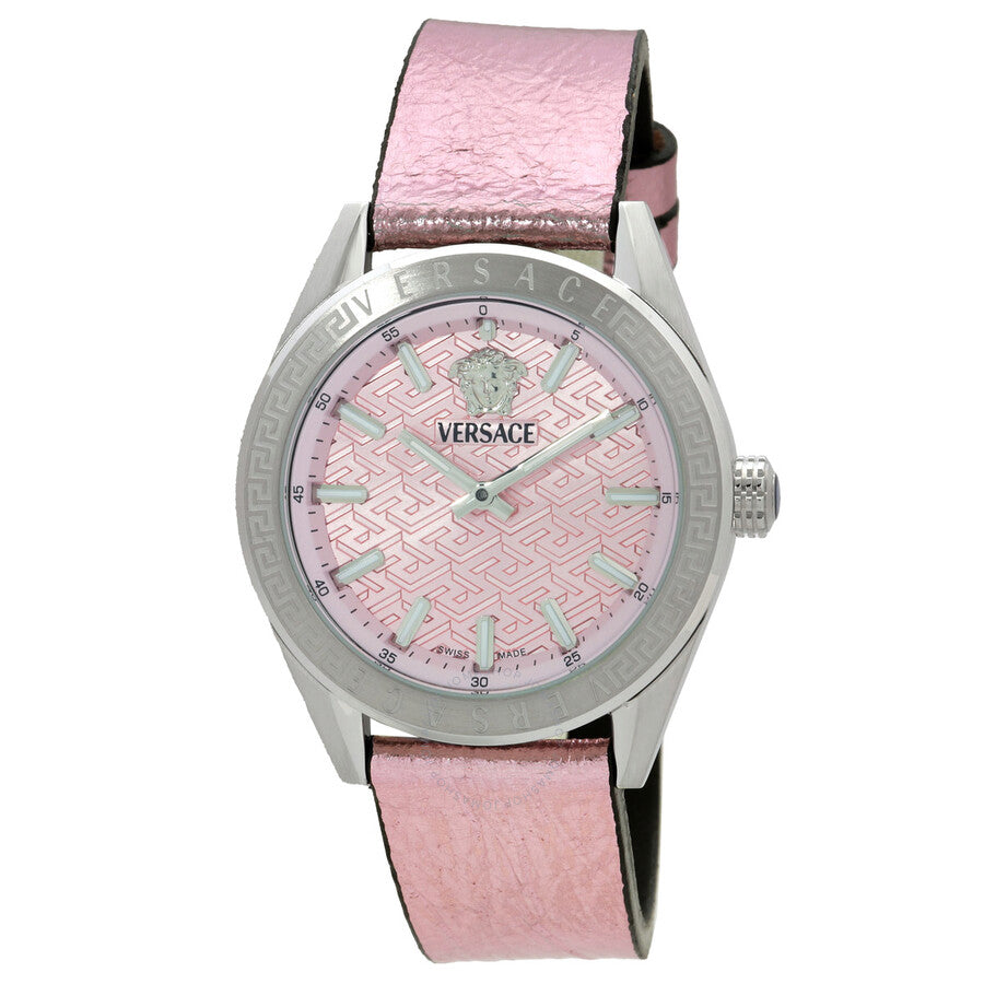 Versace V-Code Quartz Pink Dial Ladies Watch VE8I00124 - Dawson Watches