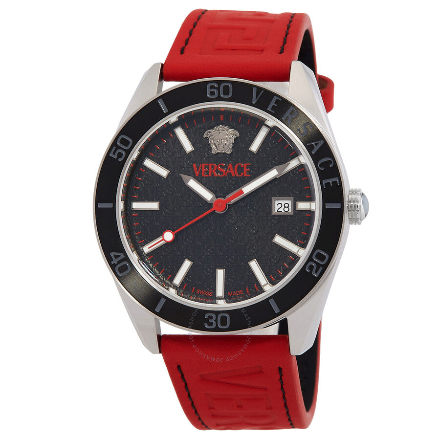 Versace V-Dome Quartz Black Dial Men's Watch VE8E00124 - Dawson Watches