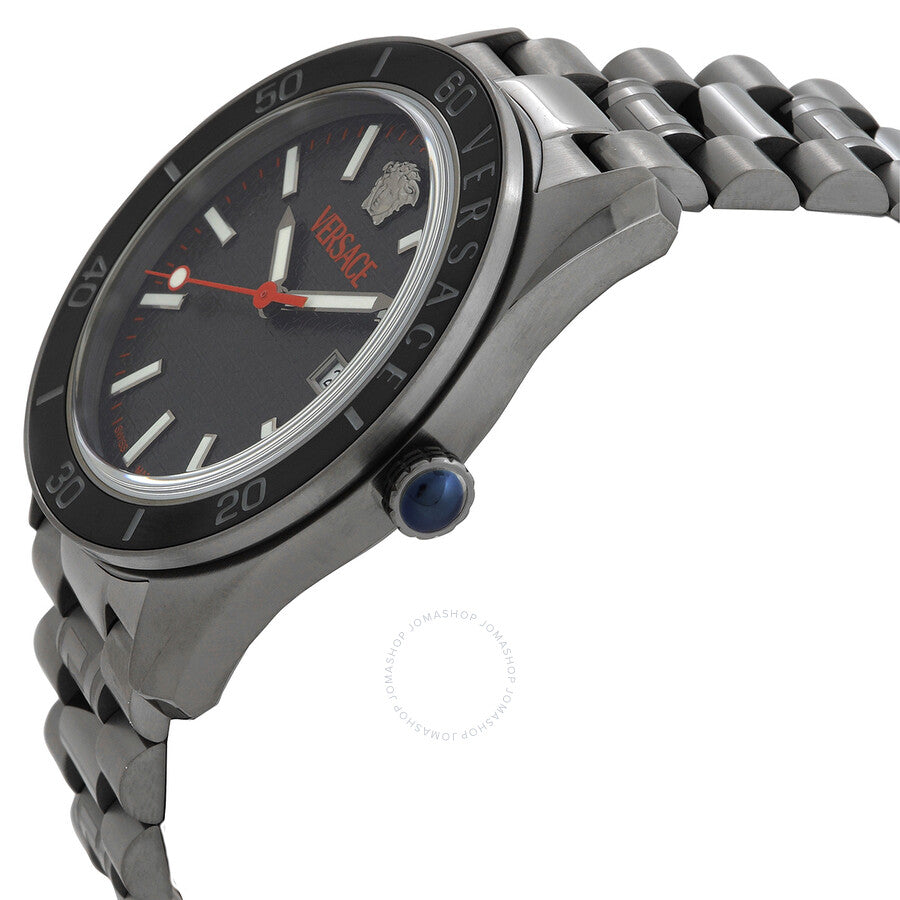 Versace V-Dome Quartz Black Guilloche Dial Men's Watch VE8E00724 - Dawson Watches #2