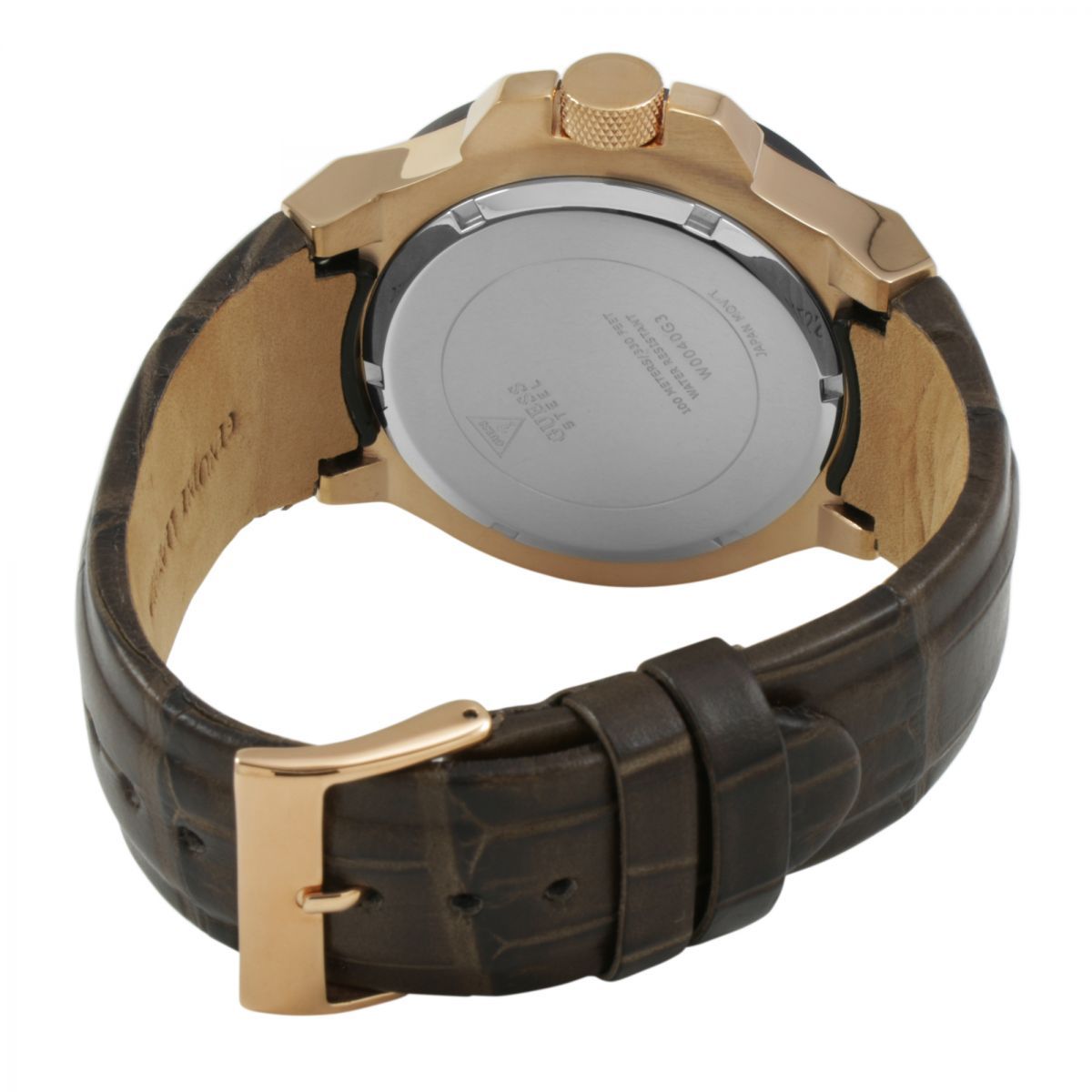 Guess Rigor Brown Dial Leather Strap Men's Watch W0040G3